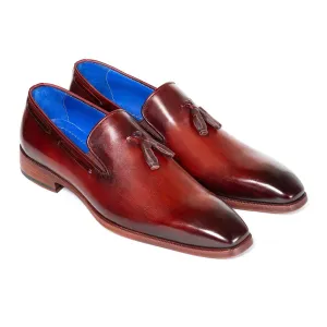 Paul Parkman 5141GBRW Men's Shoes Garnet Brown Calf-Skin Leather Tassels Loafers (PM6282)