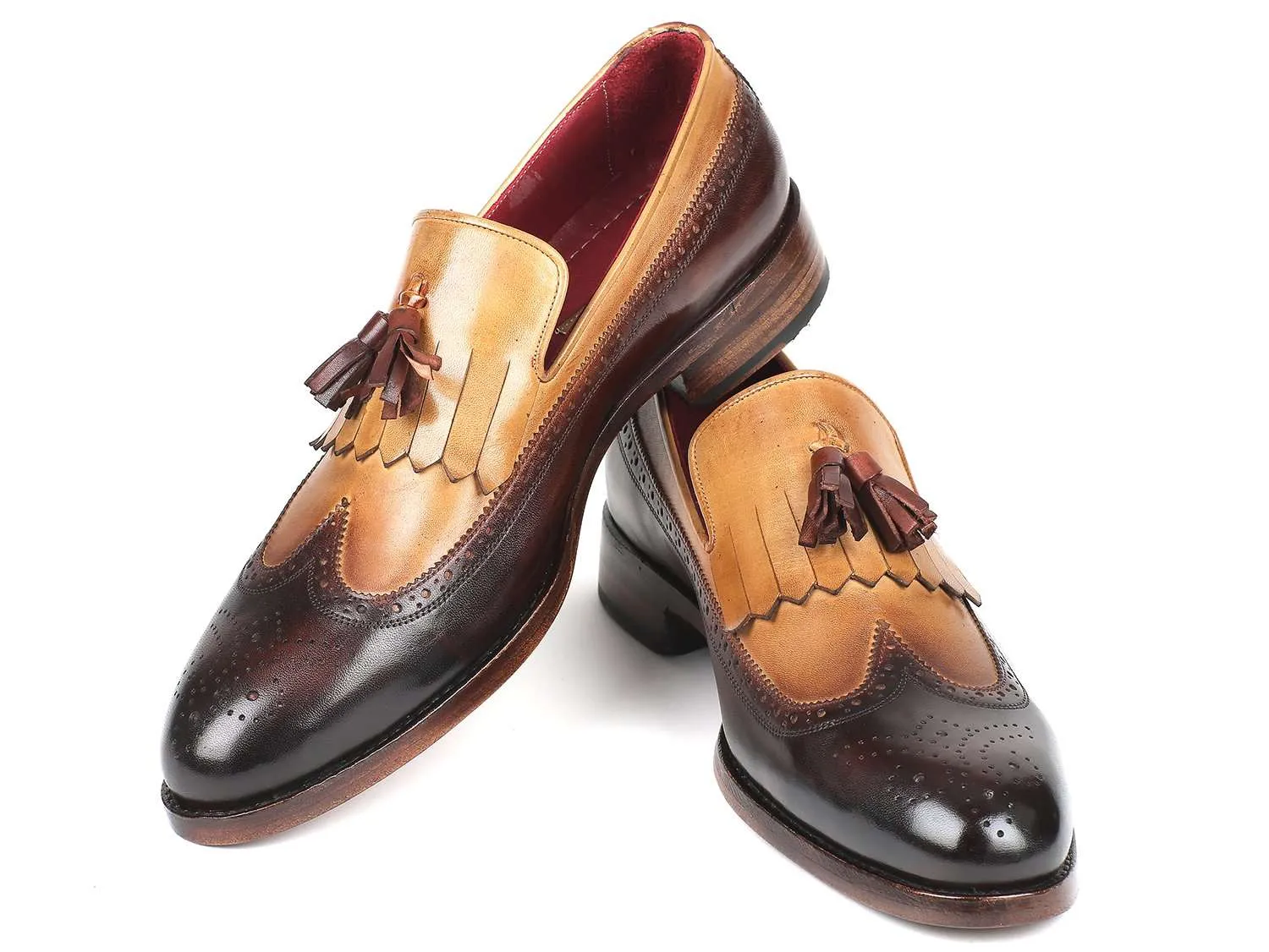 Paul Parkman Beige & Brown Tassel Loafers