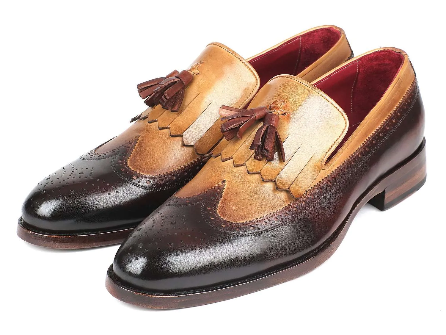 Paul Parkman Beige & Brown Tassel Loafers