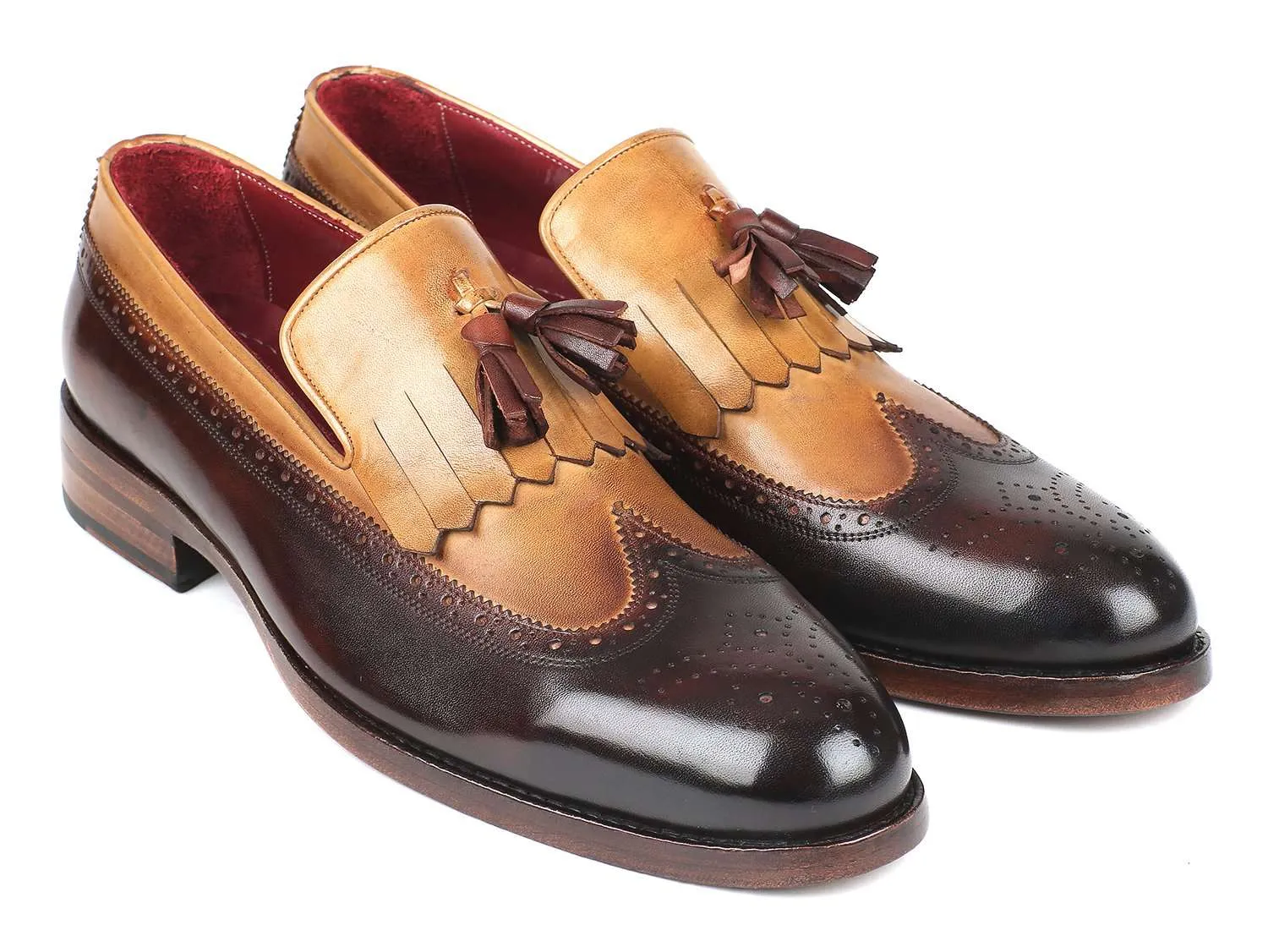 Paul Parkman Beige & Brown Tassel Loafers