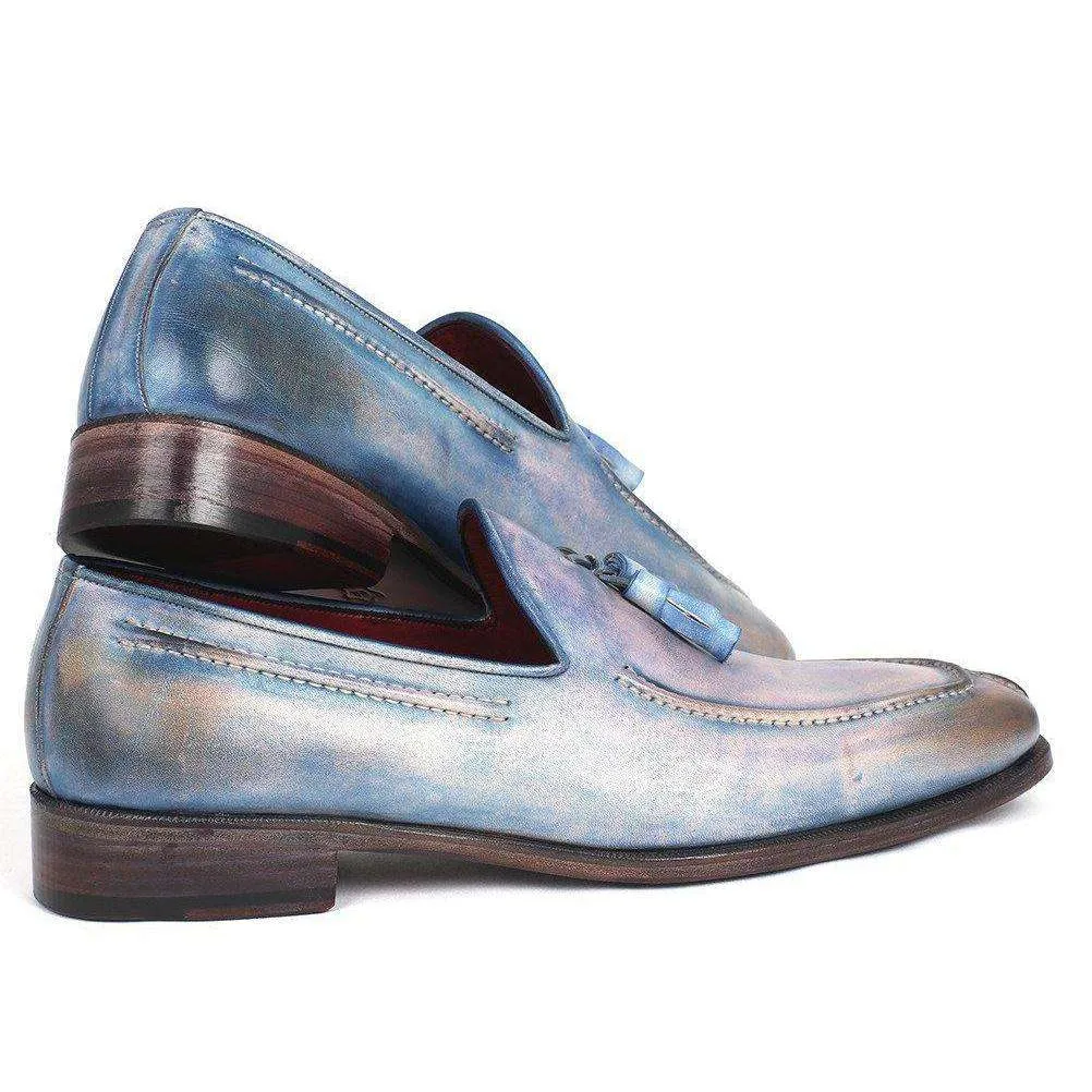 Paul Parkman Handmade Designer Shoes Tassel Lila Hand-Painted Loafers (PM5456)