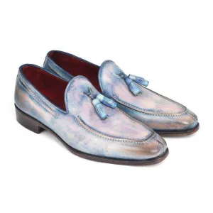 Paul Parkman Handmade Designer Shoes Tassel Lila Hand-Painted Loafers (PM5456)