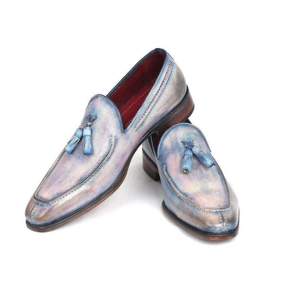 Paul Parkman Handmade Designer Shoes Tassel Lila Hand-Painted Loafers (PM5456)