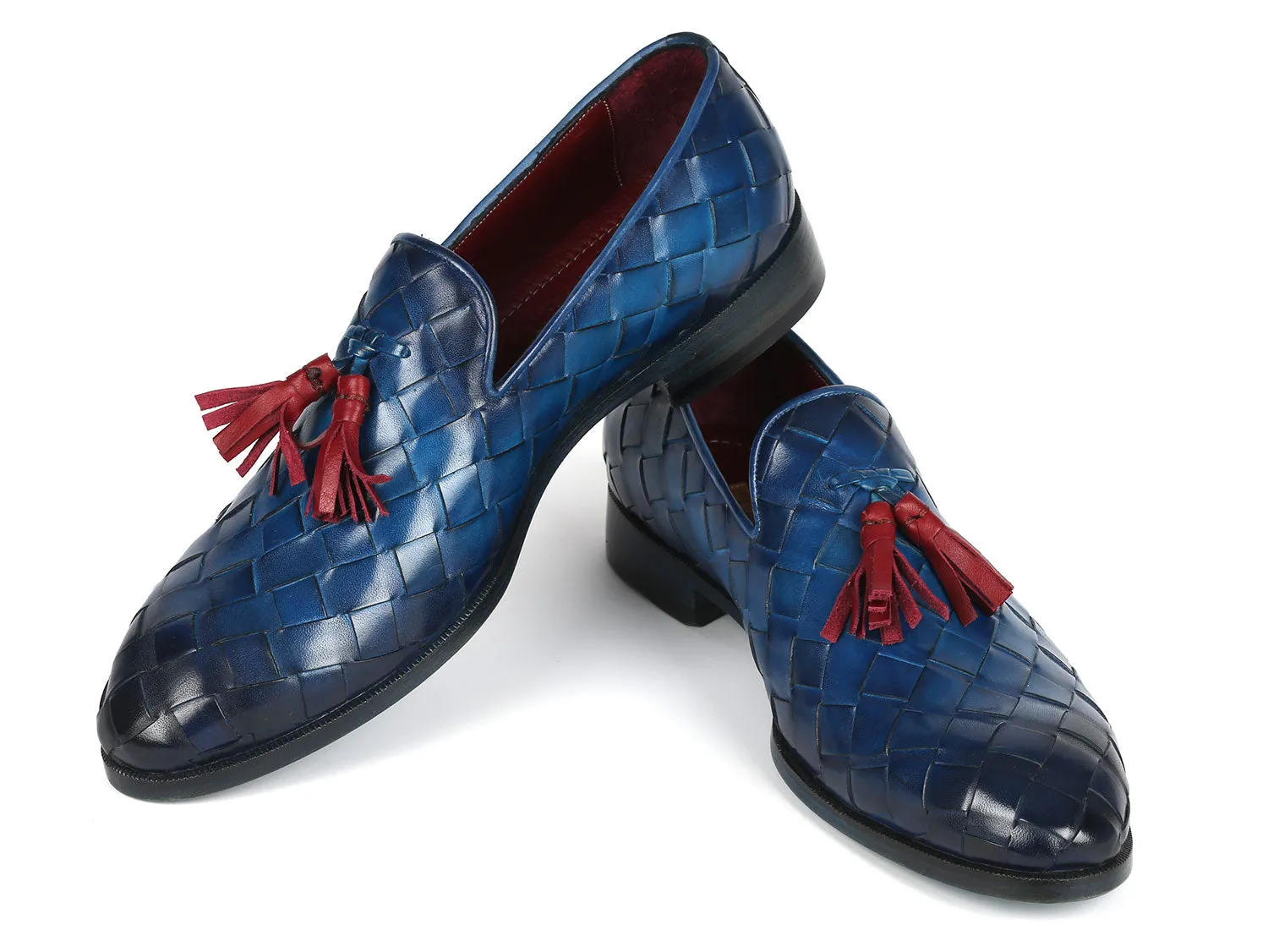 Paul Parkman Men's Big Braided Tassel Loafers Blue