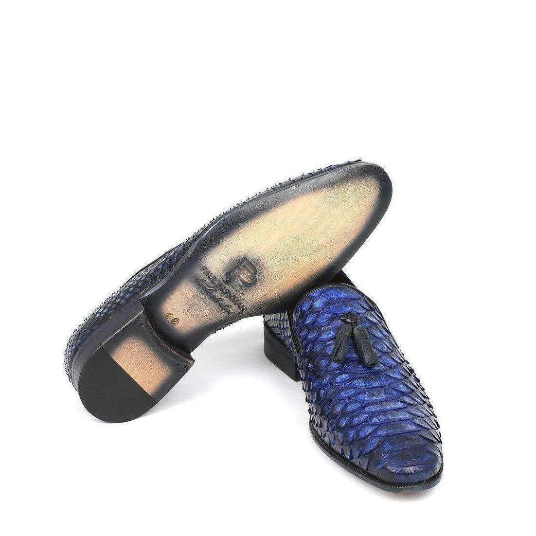 Paul Parkman Men's Genuine Snake Tassel Blue Loafers 26BLU98