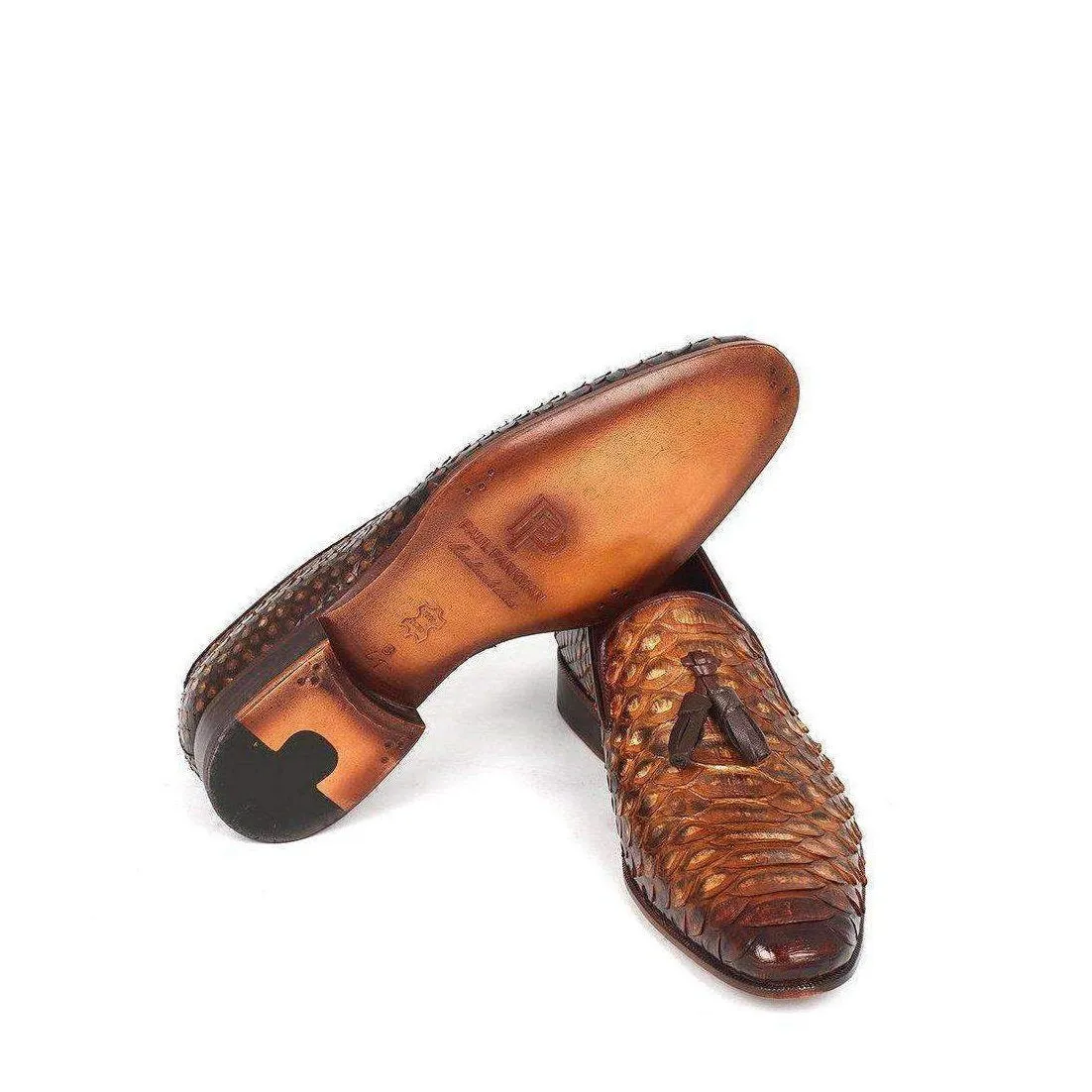 Paul Parkman Men's Genuine Snake Tassel Camel Loafers 26CML75