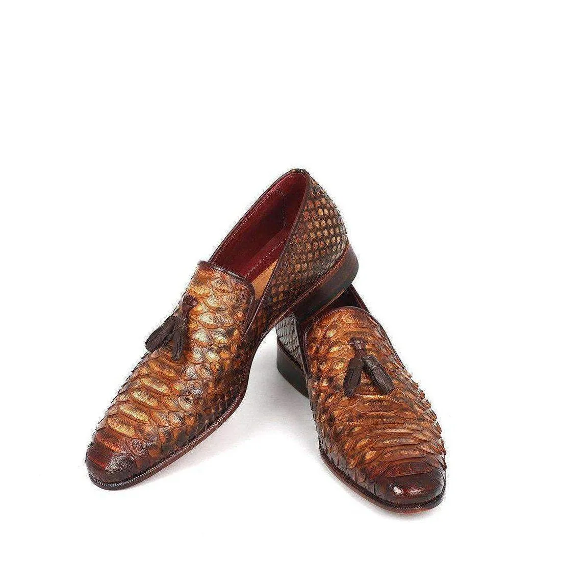 Paul Parkman Men's Genuine Snake Tassel Camel Loafers 26CML75