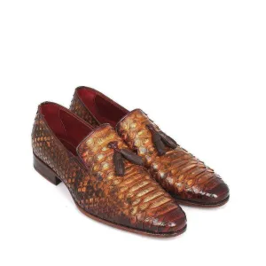 Paul Parkman Men's Genuine Snake Tassel Camel Loafers 26CML75