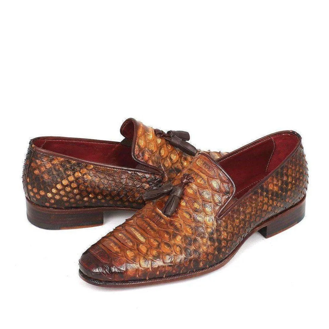 Paul Parkman Men's Genuine Snake Tassel Camel Loafers 26CML75