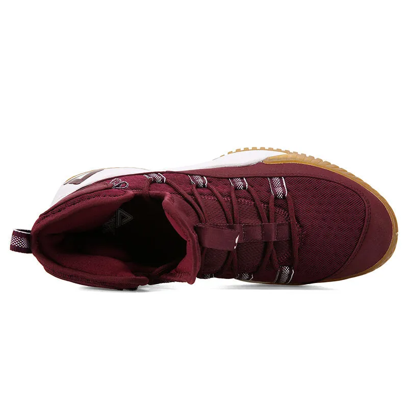 PEAK Men Court Basketball Shoes Cushioning Sneakers Burgundy  DA830551