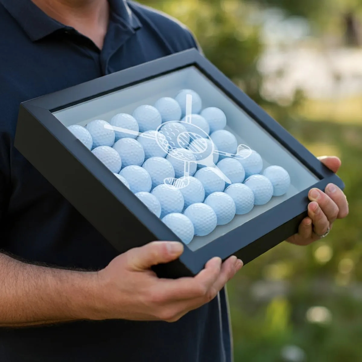 Personalized Golf Ball Shadow Box - Golf Ball Display Case