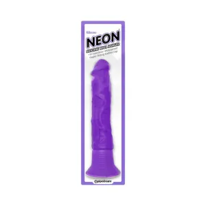 Pipedream Neon Silicone Wall Banger 7.5 in. Realistic Vibrating Dildo With Suction Cup Purple