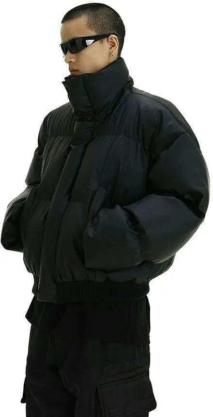 Puffer Jacket with High Collar and Cuffed Sleeves