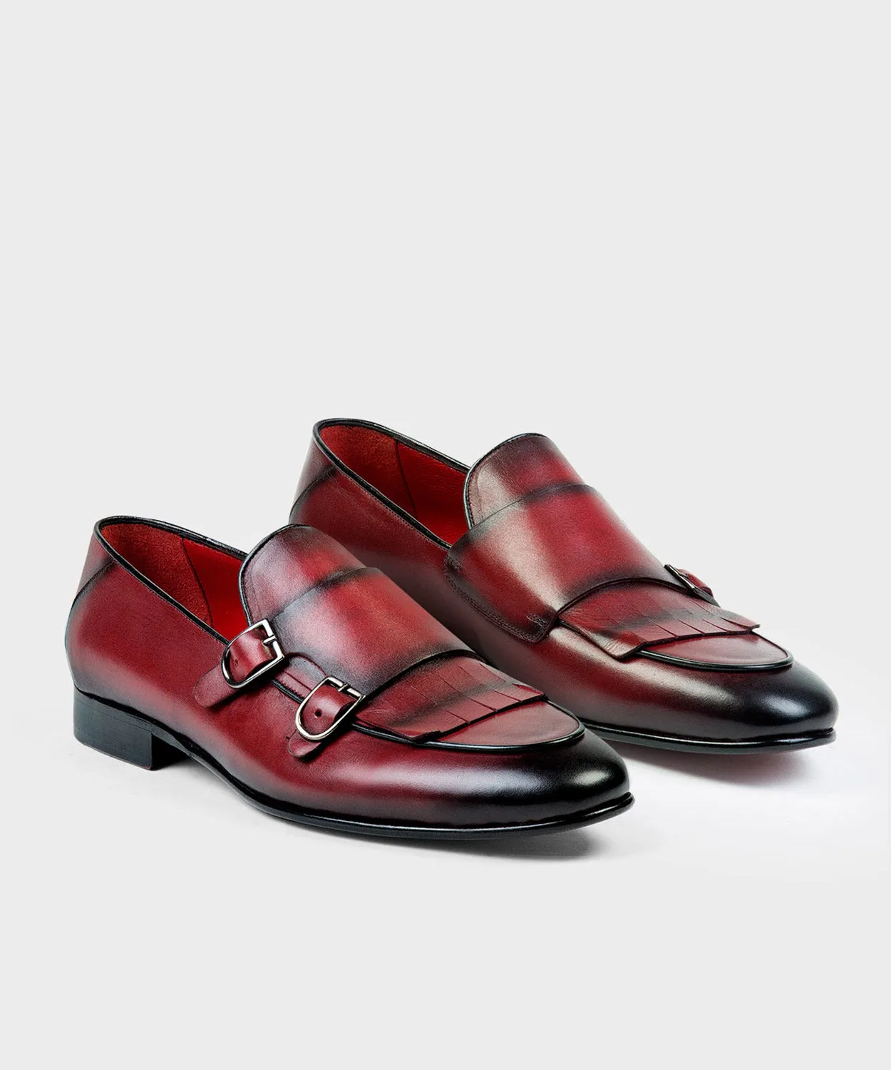 Red Double Monk Shoes