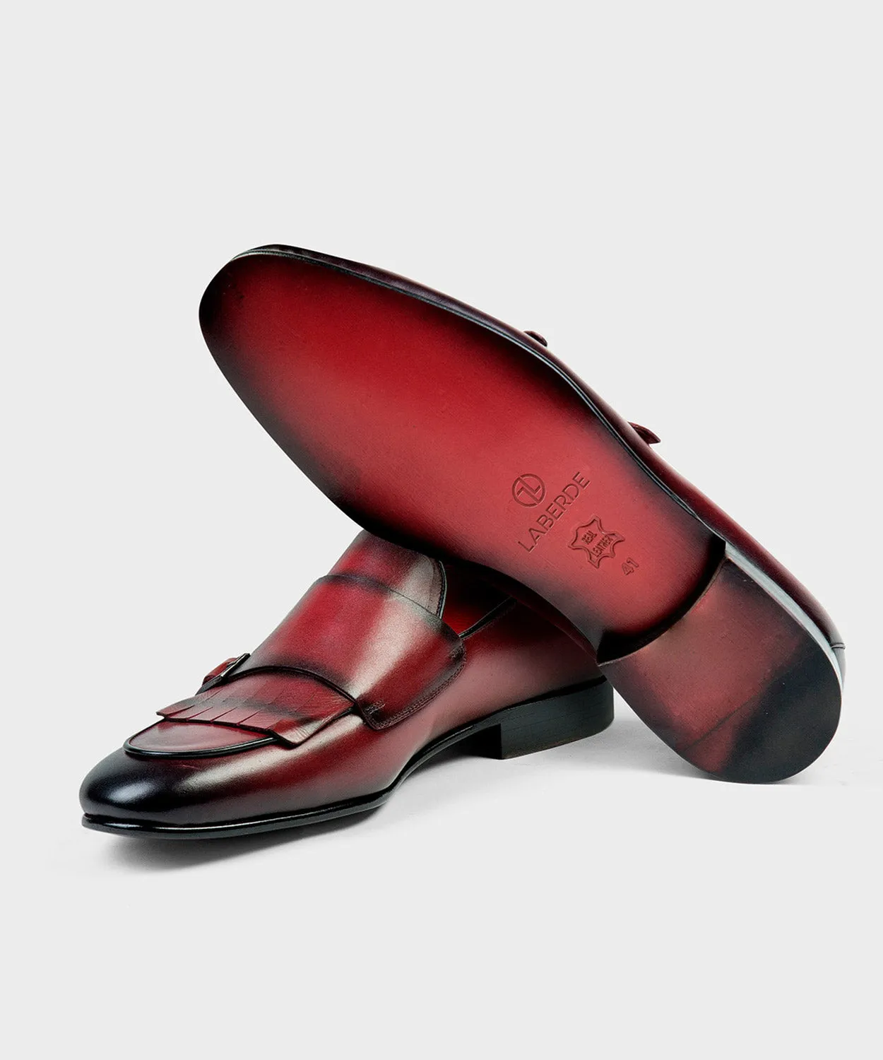 Red Double Monk Shoes