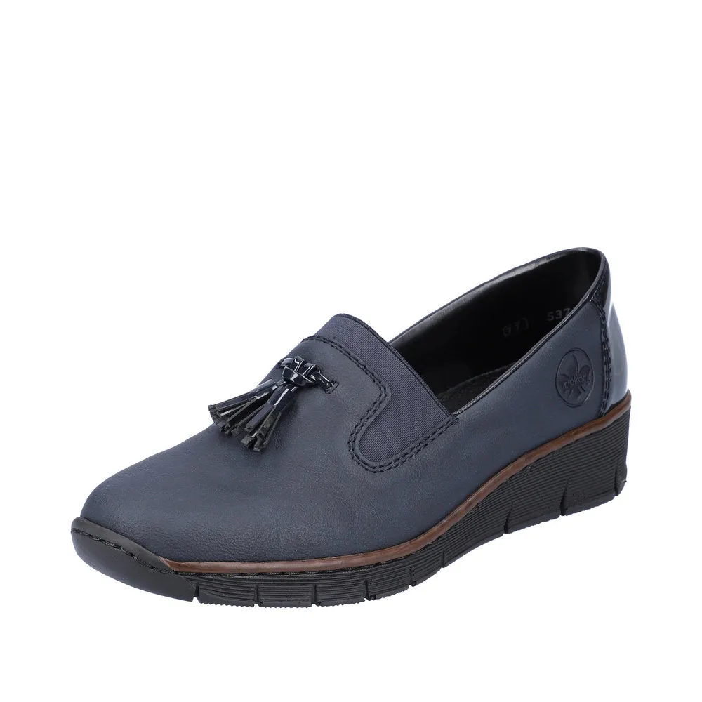 Rieker 53751-14 Navy Tassel Wedge Loafer