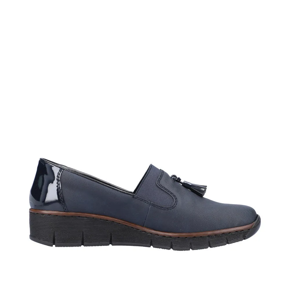 Rieker 53751-14 Navy Tassel Wedge Loafer