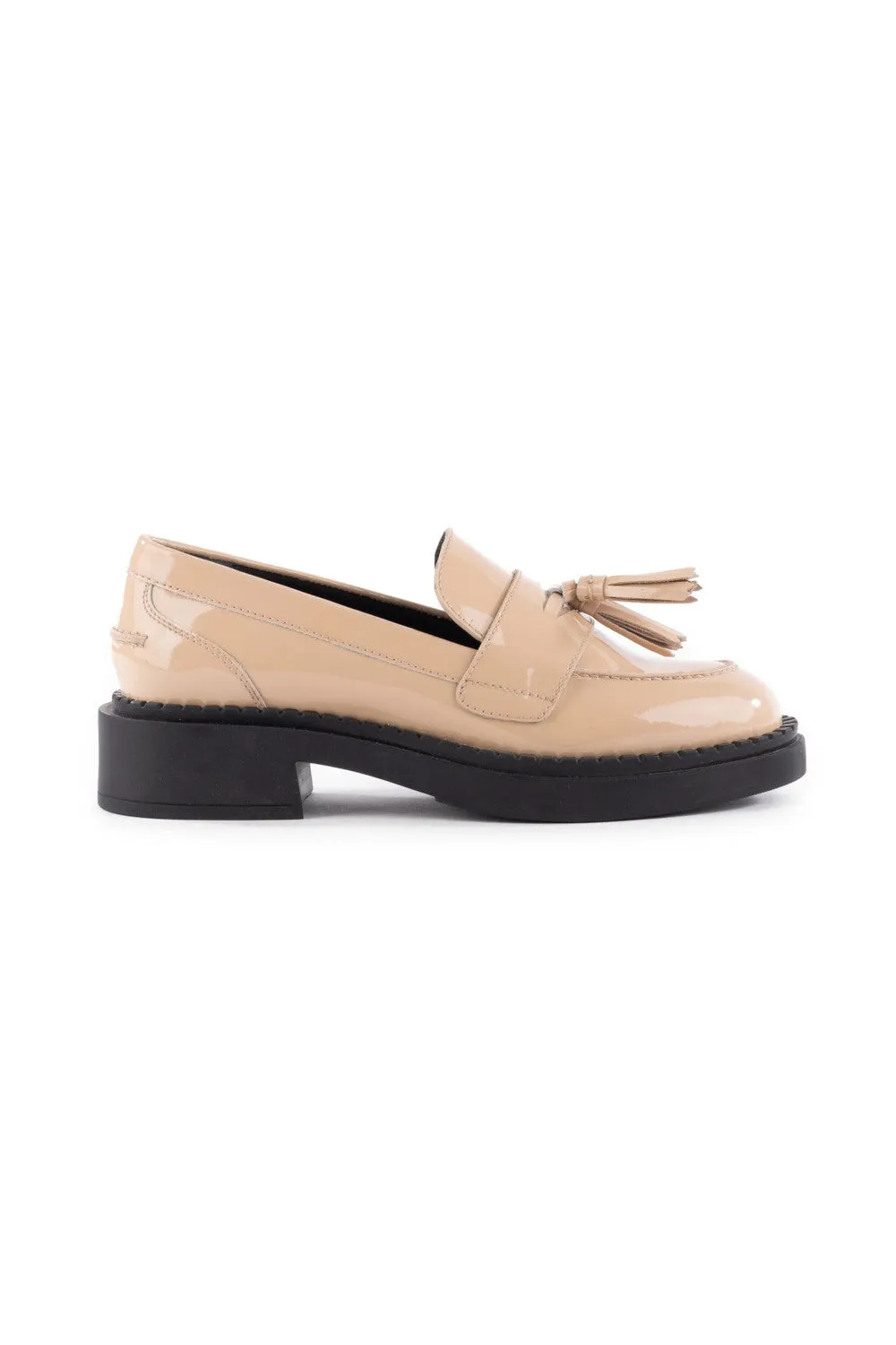 Seychelles Final Call Loafer in Patent Beige