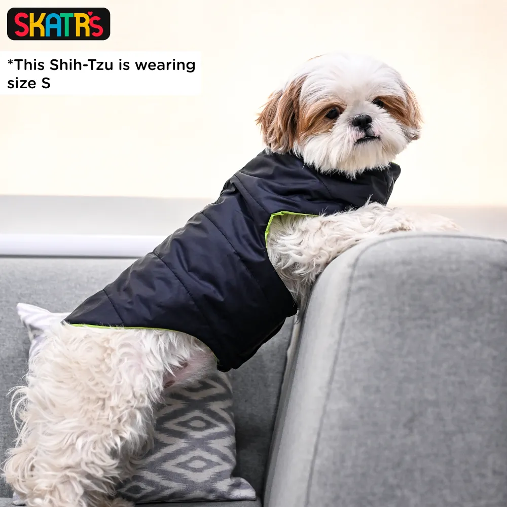 Skatrs Midnight Blue Puffer Reversible Jacket for Dogs and Cats | With Adjustable Baby Velcro