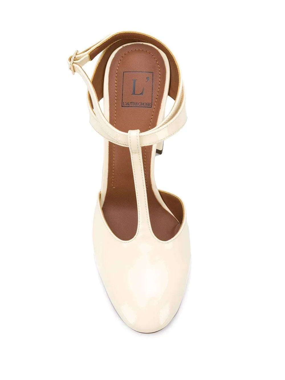 T-Bar Court Shoes In Milk White Patent Leather