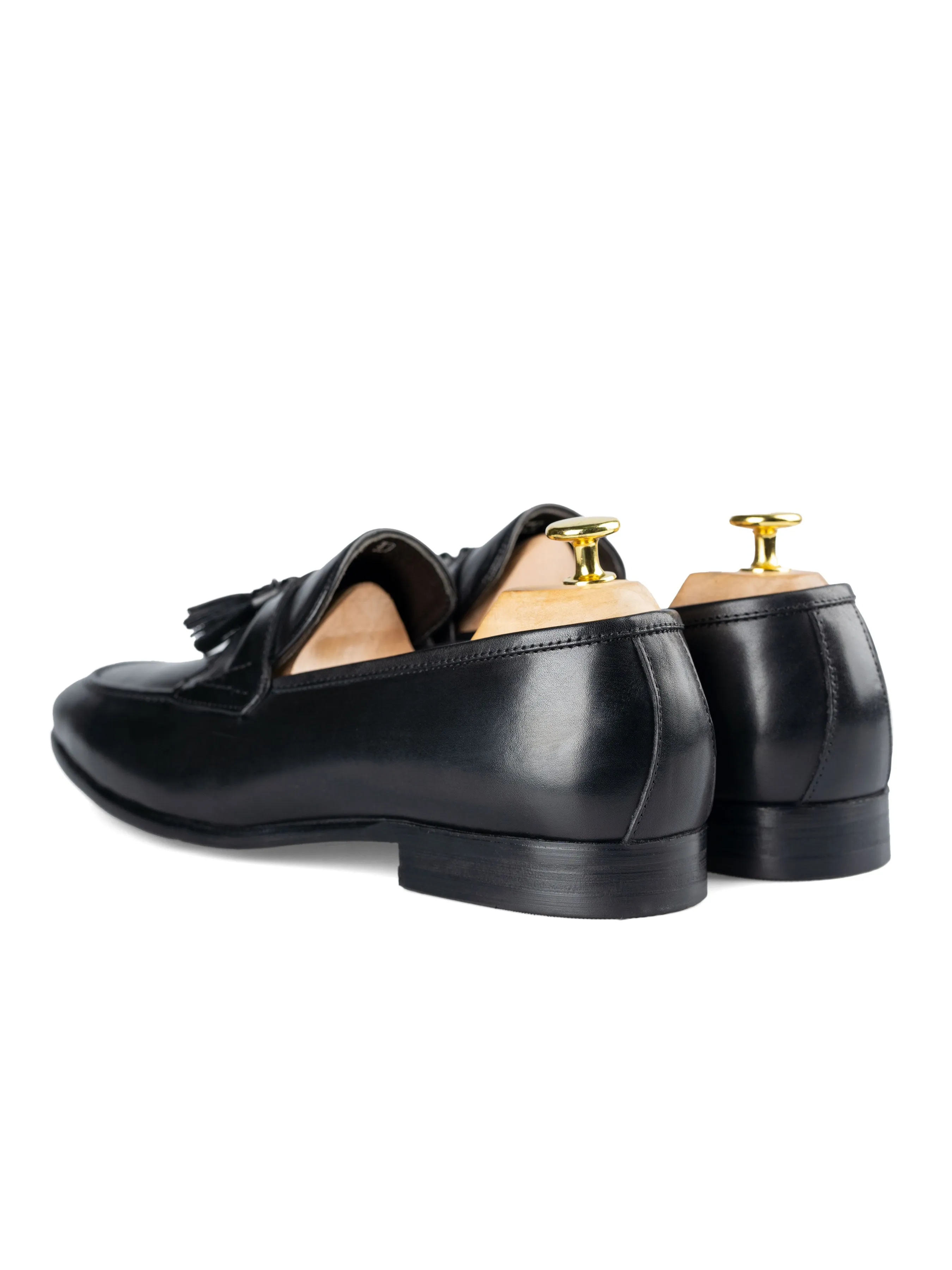 Tassel Loafer Wing Strap - Solid Black