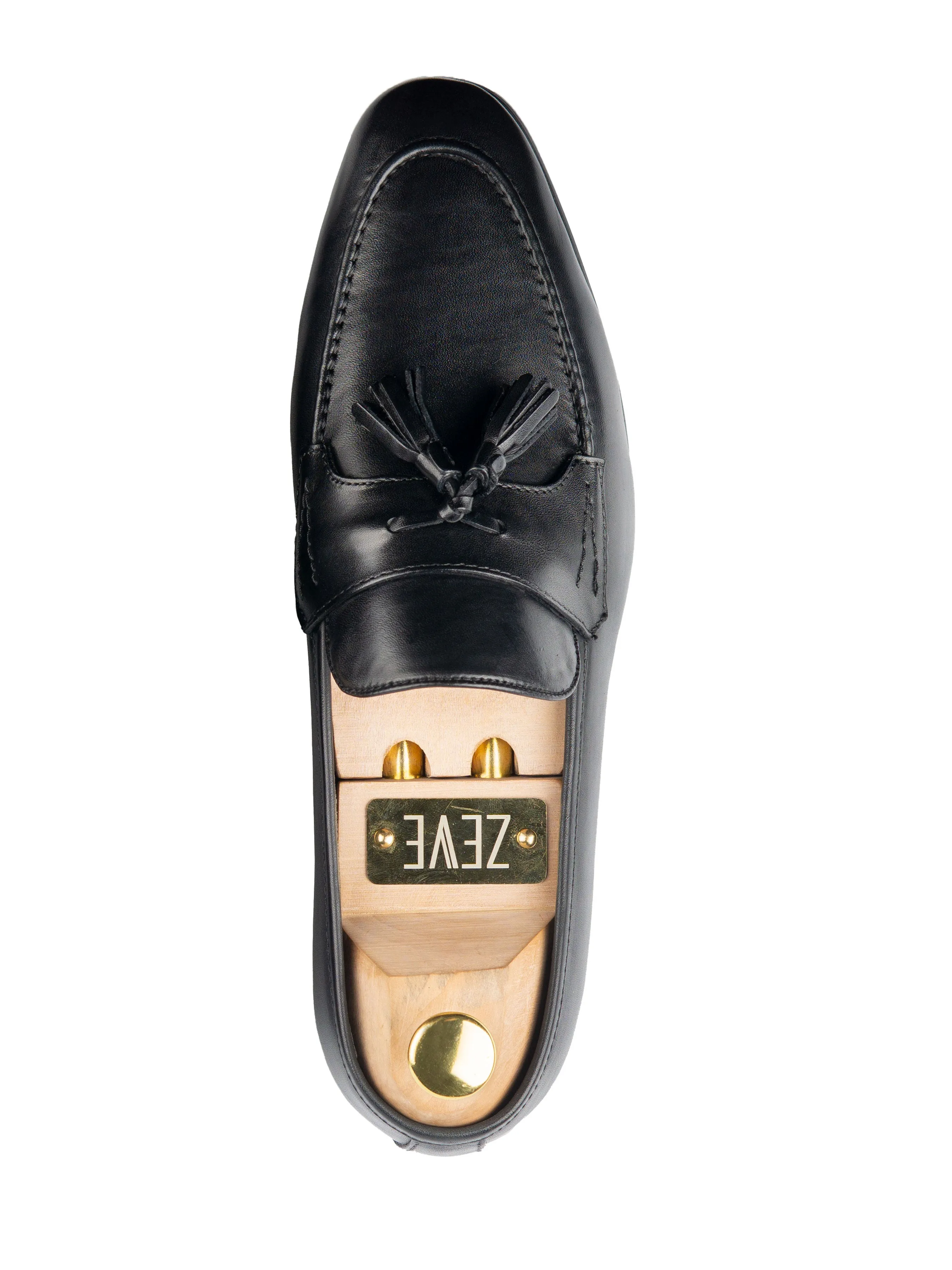 Tassel Loafer Wing Strap - Solid Black