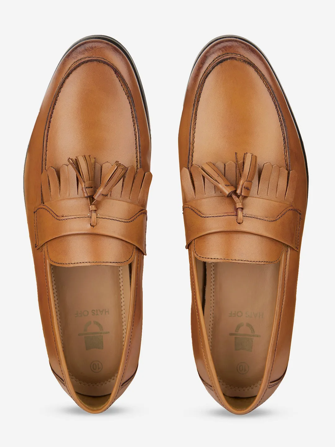 Tassels Detailed Lightweight Leather Loafers