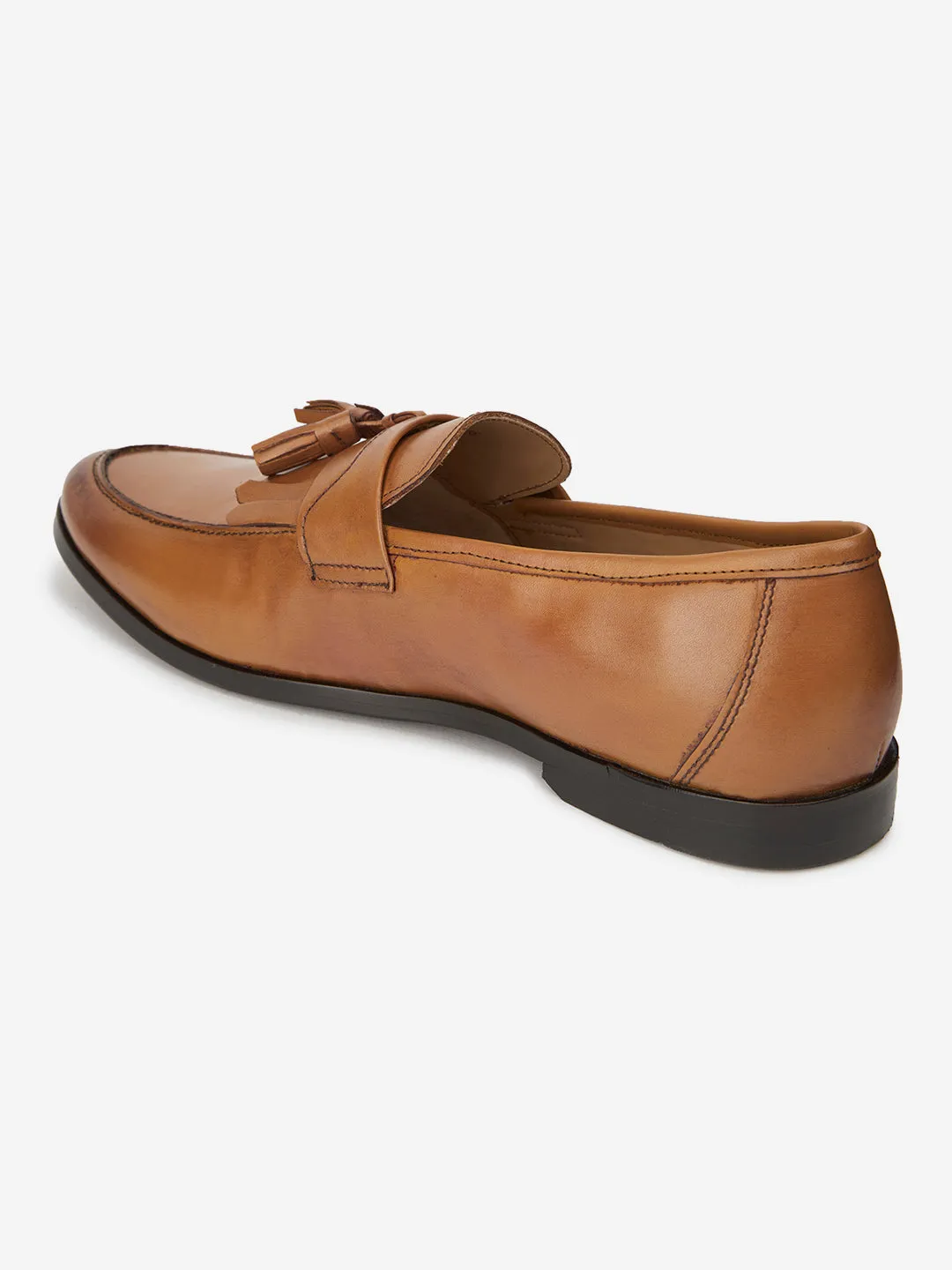 Tassels Detailed Lightweight Leather Loafers