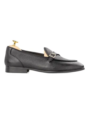 Theo Belgian Loafer - Black Pebble Single Strap