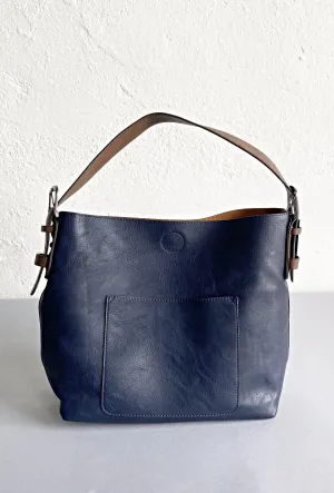 Vegan Buckle-Handle Hobo Bag