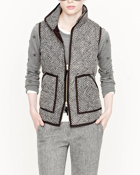 Vintage Womens Quilted Herringbone Puffer Vest