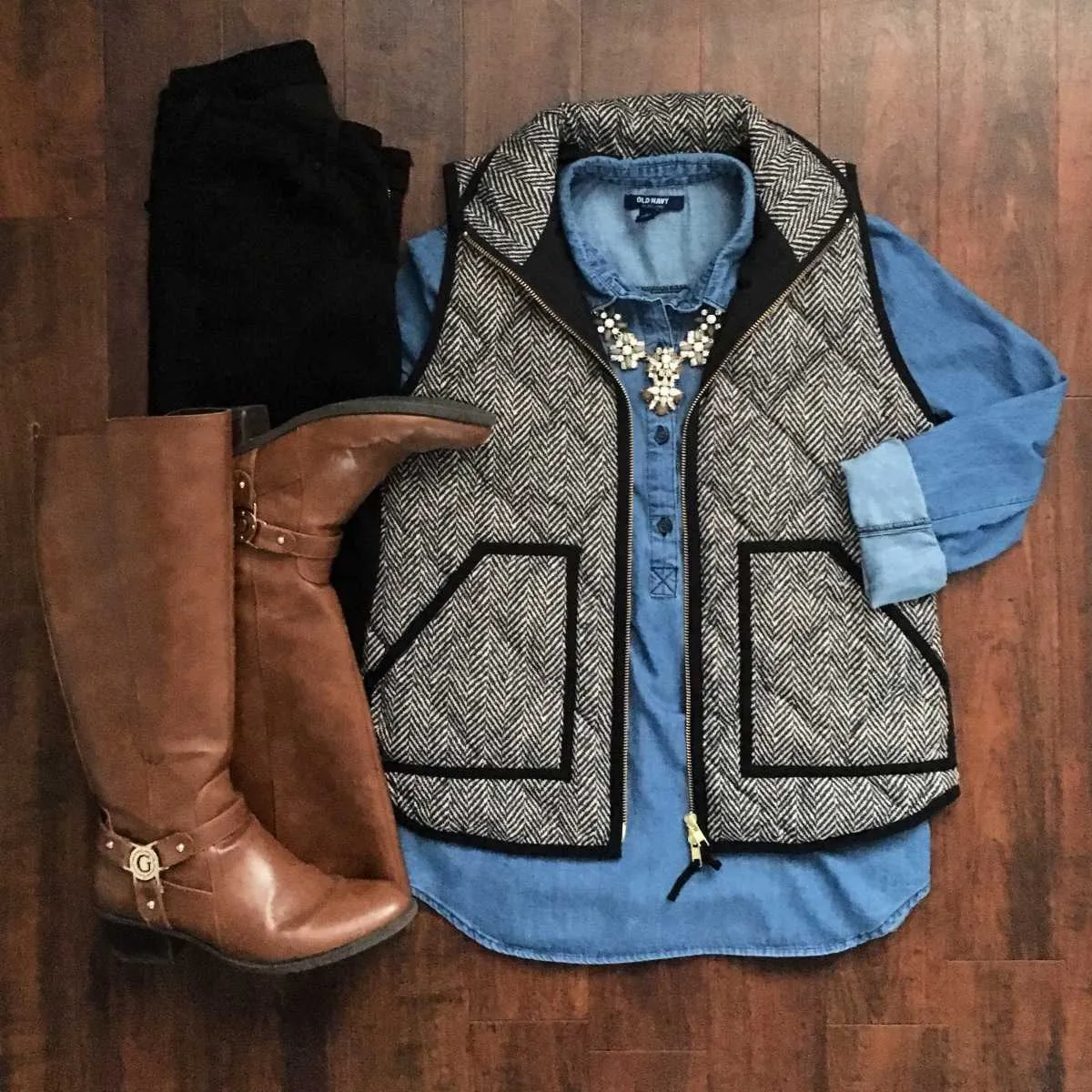 Vintage Womens Quilted Herringbone Puffer Vest