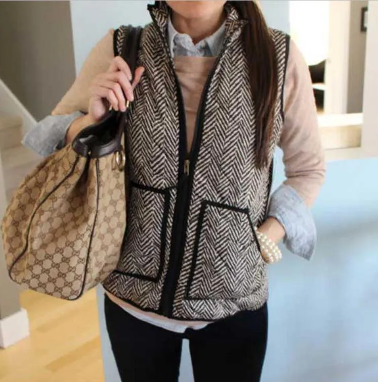 Vintage Womens Quilted Herringbone Puffer Vest