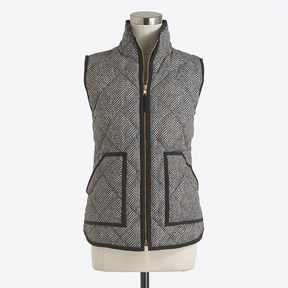 Vintage Womens Quilted Herringbone Puffer Vest