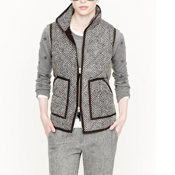 Vintage Womens Quilted Herringbone Puffer Vest