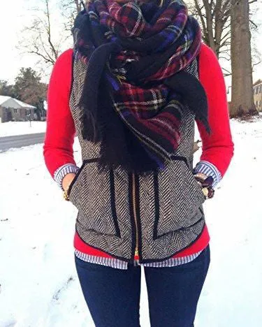 Vintage Womens Quilted Herringbone Puffer Vest