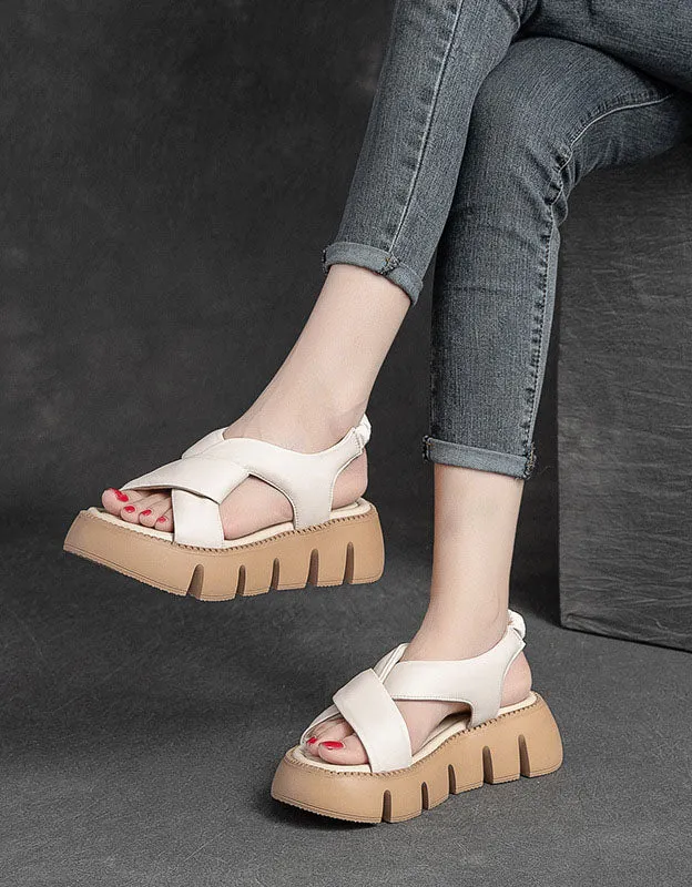 Wide Toe Box Cross Strap Slingback Platform Sandals