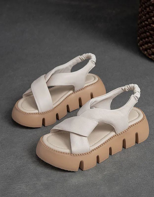 Wide Toe Box Cross Strap Slingback Platform Sandals