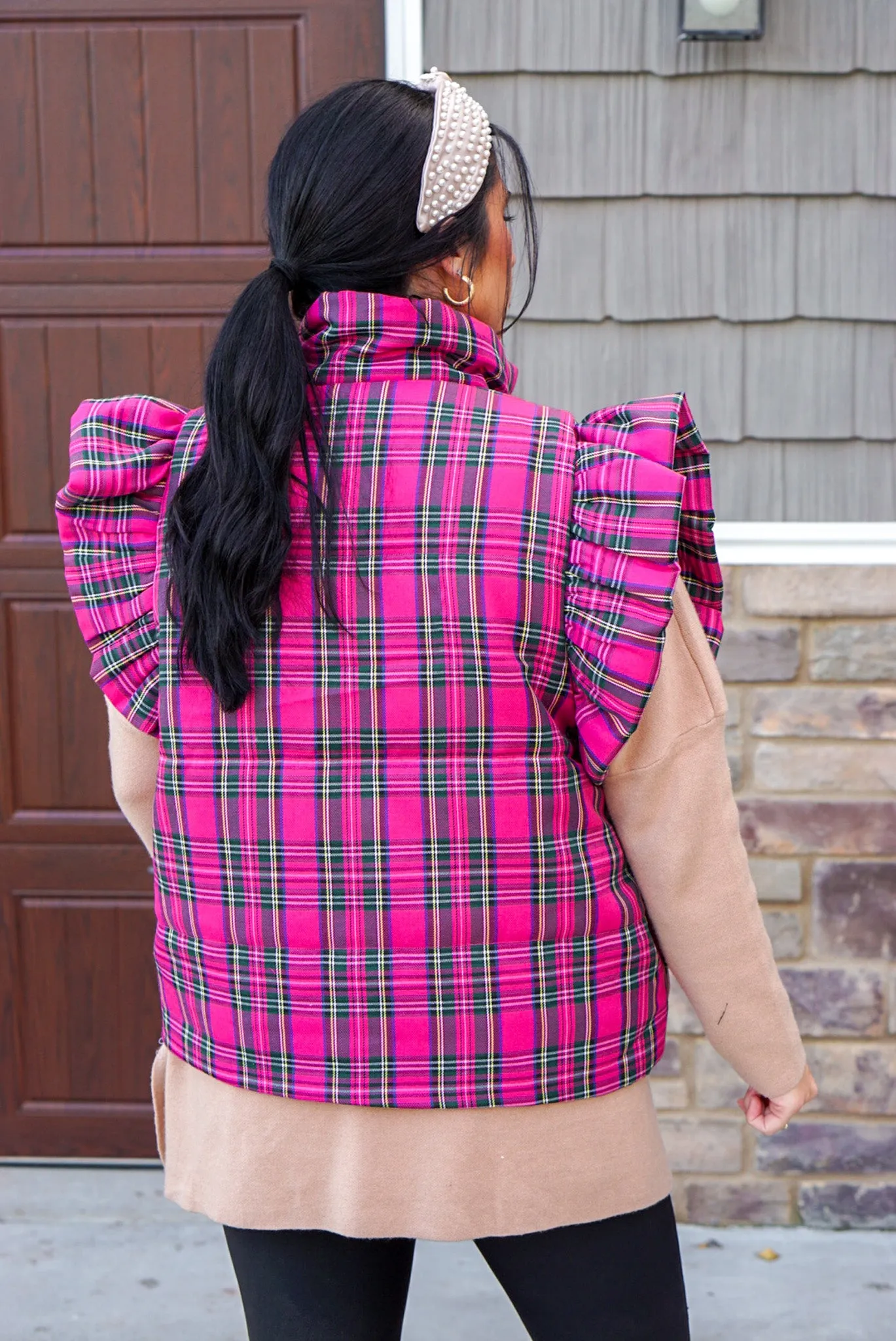 Winter Perfection Pink Plaid Vest