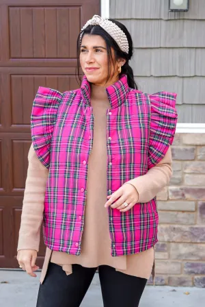 Winter Perfection Pink Plaid Vest